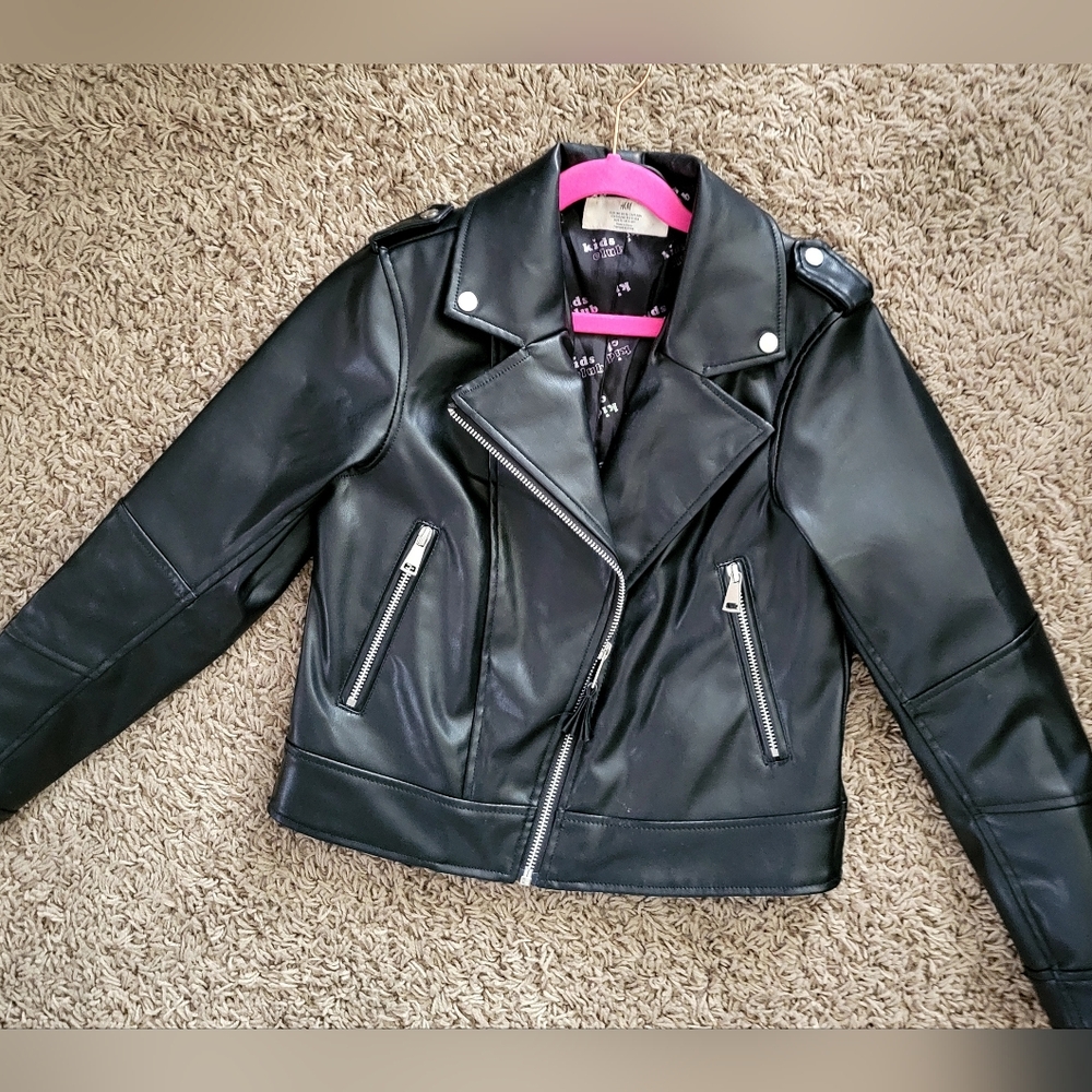 H&M Girls SZ(10)Kids Black Biker Faux Leather Jacket